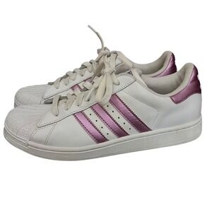 Adidas Y2K Originals Superstar White Metallic Pink Purple Shell Toe Sneaker Sz 7